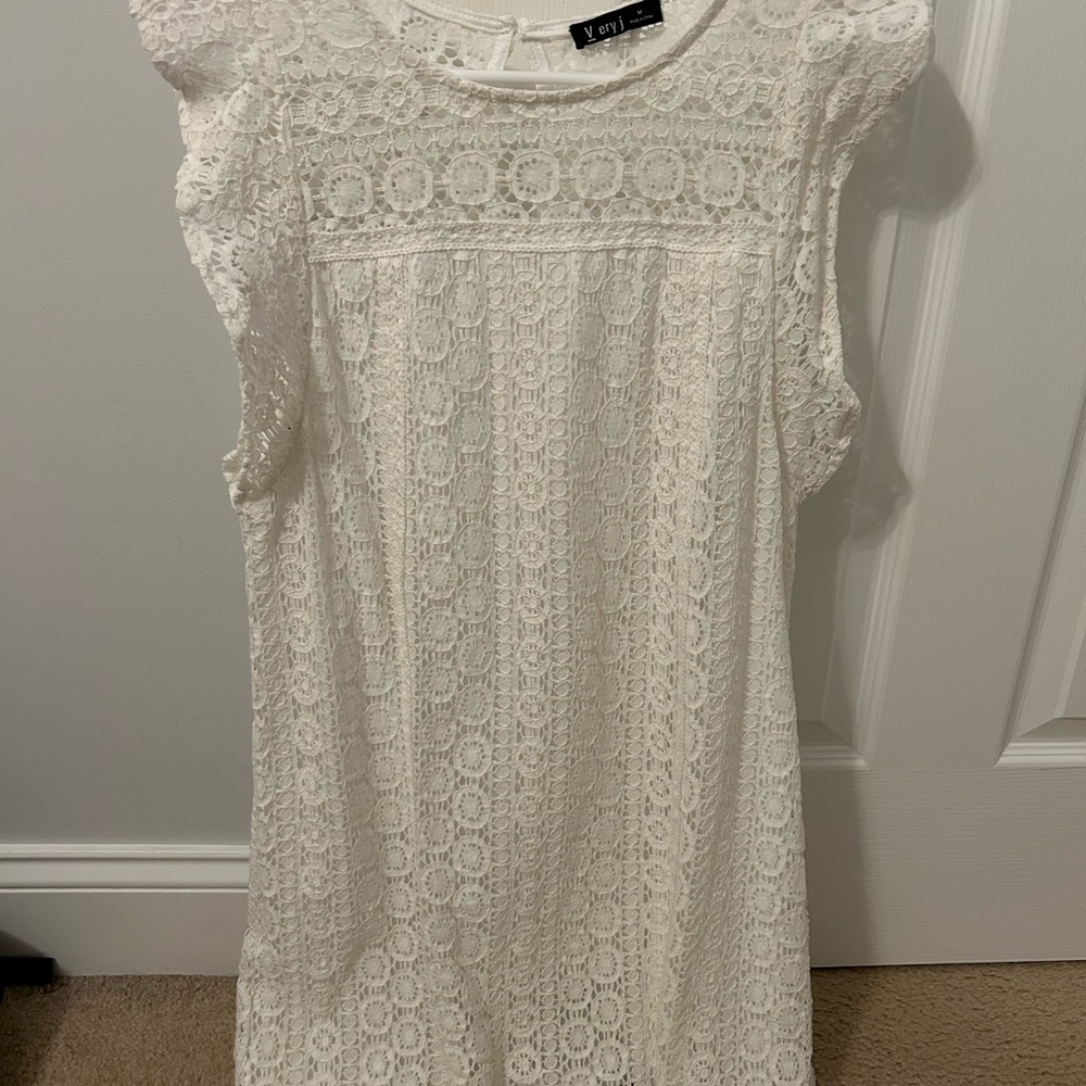 Very J Off White Lace Mini Dress